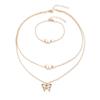 Exquisite and Luxurious Butterfly Pendant Necklace and Bracelet Set, Unique High-End Oil-Drip Earrings