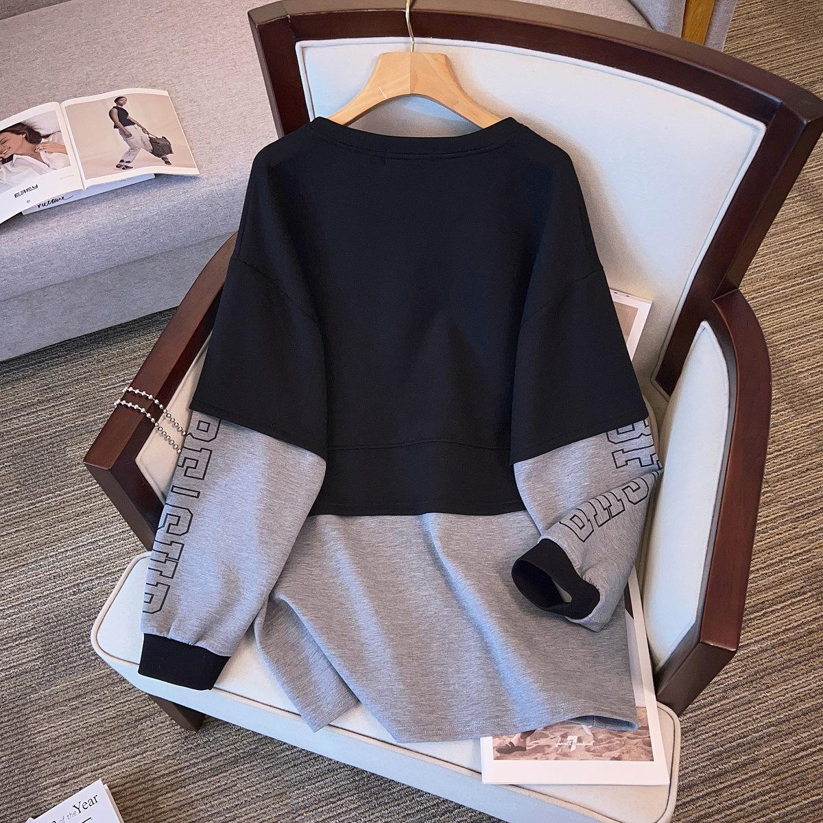 

Весенняя женская мода повседневная толстовка с круглым вырезом футболка M чёрный