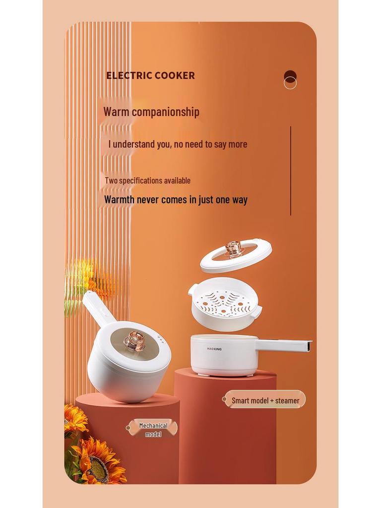 Electric Non-stick Multifunctional Cooking Pot with Long Handle for Dormitory and Household Use