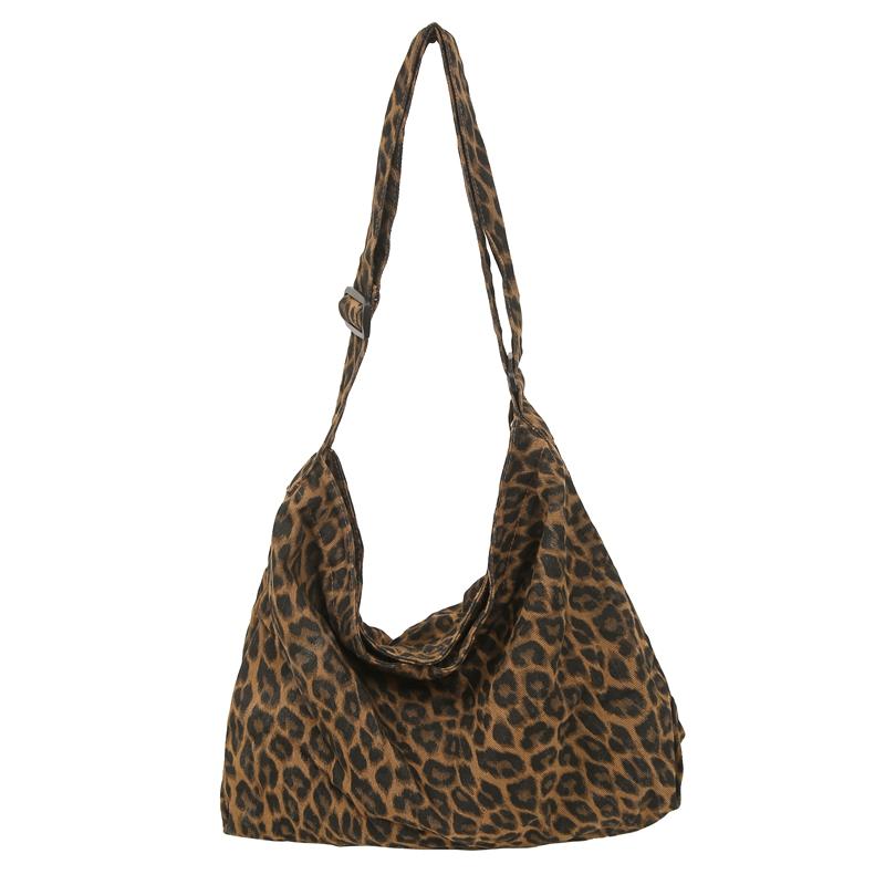 Borse a Spalla in Tela Mimetica da Donna Grande Capacità Borse a Tracolla Leopardate Unisex Pacchi Cott Stile Coreano Borse da Giorno Casual