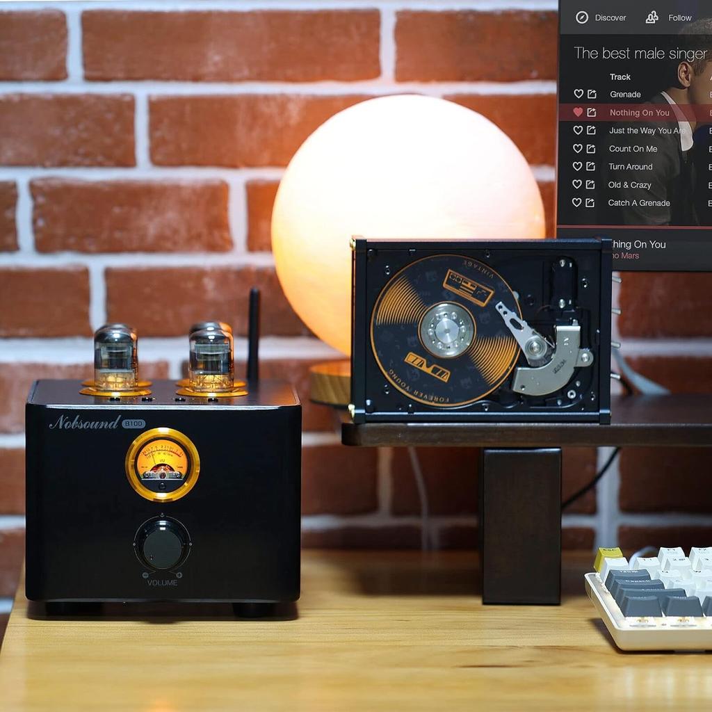 Nobsound B100 Premium Bluetooth 5.0 Vacuum Tube Amplifier with USB DAC, COAX/OPT Integrated Amplifier and Power Amplifier (B100)