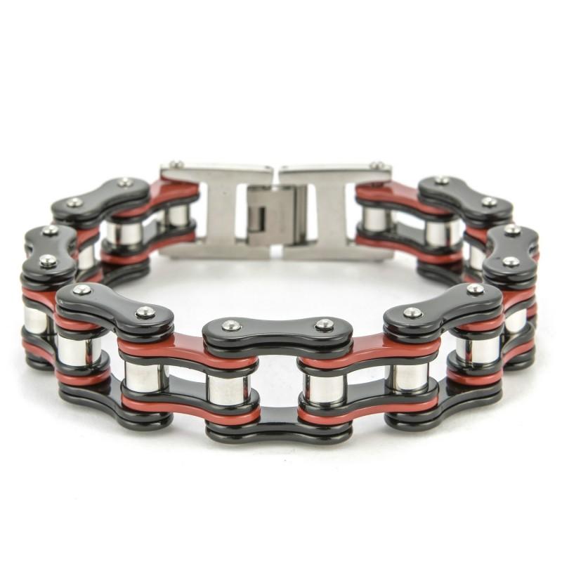 Titanium Steel Cycling Bracelet Men Punk Style Geometric Design Bike Rider Safety Accessory Black Red Or