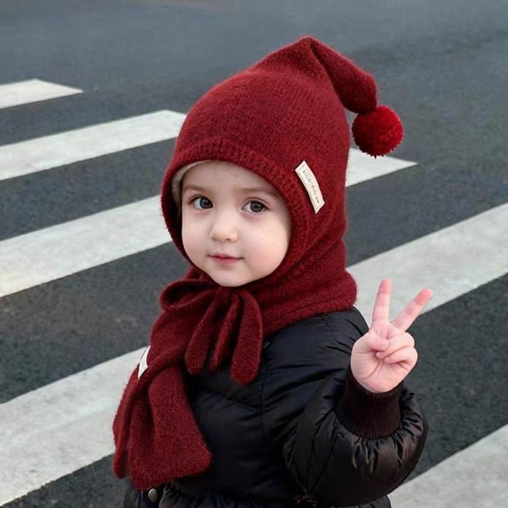 Thick Warm Baby Winter Hat Adjustable Tie Straps Pom Pom Bonnet New Kids Knit Hat Baby Boys