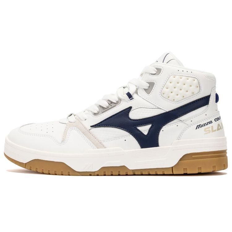 Mizuno Court Slam Hi Trendy Casual High-Top Sneakers Unisex Sneakers White Navy D1GH222402