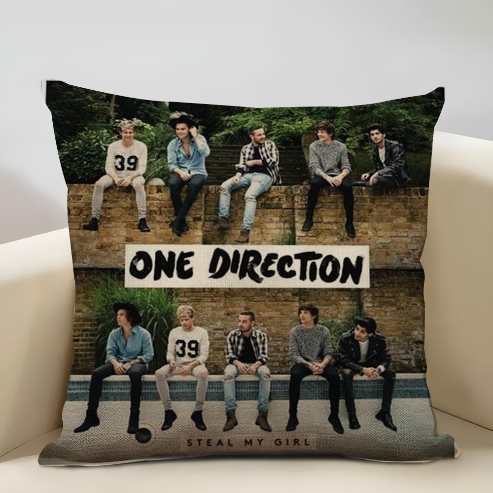 One D-D-Direction Album Cushion  Household Decoration Linen Sofa Cushion Cover: Skin-Friendly & Breathable with Invisible Zipper