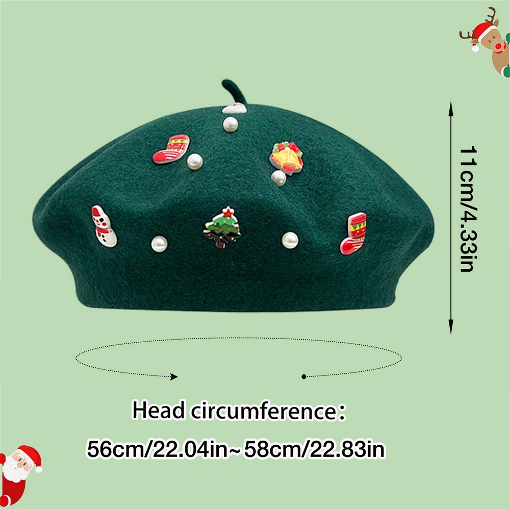 Christmas Fashion Vintage Beanie Winter French Beret Wool Hat Children Adults Perfect for Family Holiday Party Decoration