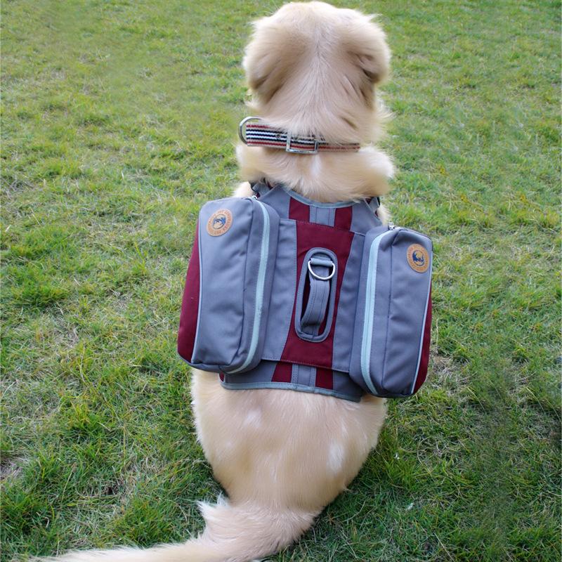 Detachable Dog Backpack Harness – Large-Breed Travel Saddle Bag For Golden Retriever Samoyed Hiking Walking Supplies