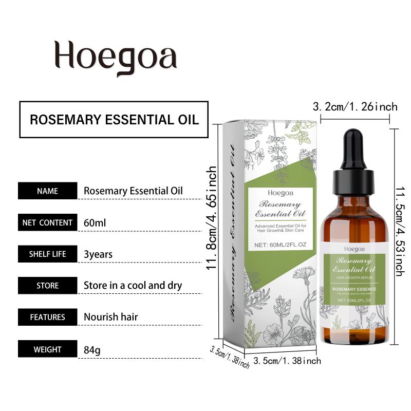 Hoegoa Rosemary Hair Care Essential Oil, Repair Damaged Hair, Nourish Scalp, Strengthen Hair And Improve Split Ends