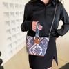 New spring retro wind bucket bag trendy fashion versatile plaid handbag foreign style chain shoulder messenger bag bag