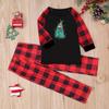 European & American Christmas Plaid Pajama Set: Long-Sleeve, Long Pants, Parent-Child Homewear.