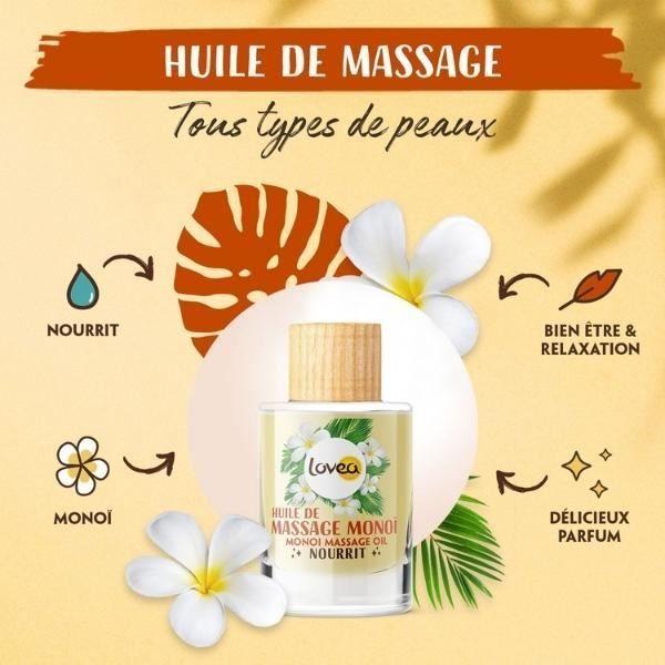 Lovea - Huile De Massage Multi-Usages - Monoï - Tous Types De Peaux 50ml