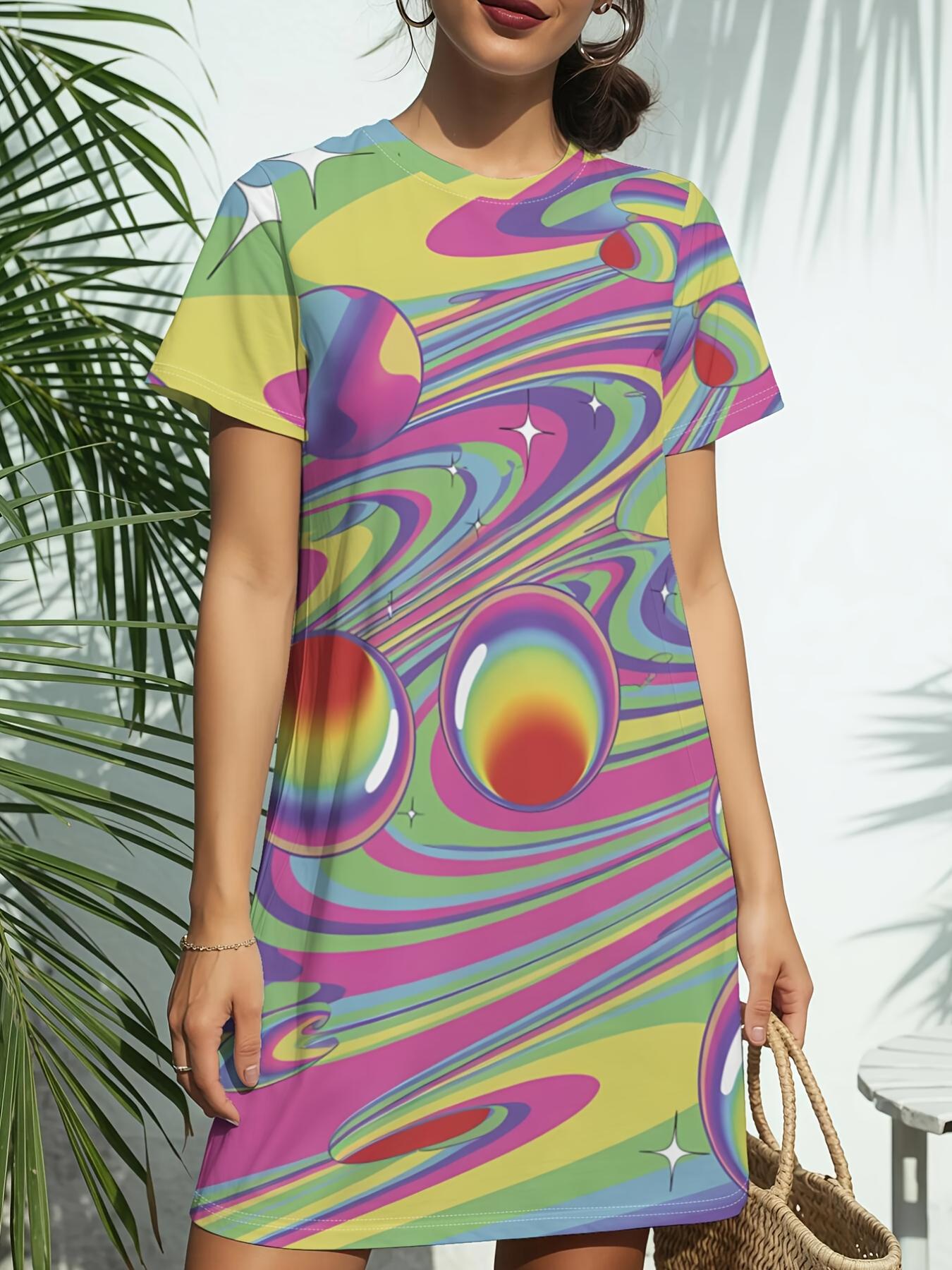 

Short Sleeve Crew Neck Dress for Women. Featuring a Trendy American Digital Print. Ideal for Casual Wear in Spring And Summer. This Elegant nd Styli 7XL дубильная кора