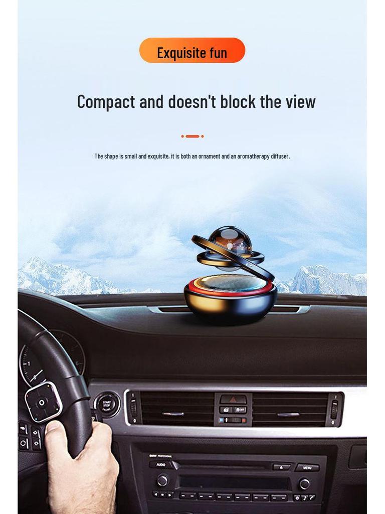 Solar-Powered Rotating Car Air Freshener with Aluminum Alloy and Aromatherapy Scent