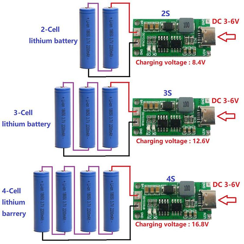 2S 3S 4S 1-4A Booster Module Lithium Polymer Lithium Ion Battery Charging Module Step-Up Boost Lipo Polymer Li-Ion Charger