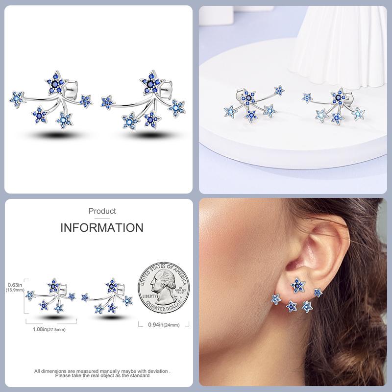 925 Sterling Silver Sparkling Cubic Zircon Star Moon Pendant Hoop Earrings for Women Luxury Wedding Anniversary Jewelry Gifts