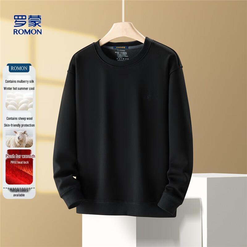 

Romon Men s Fleece-lined Crew Neck Sweatshirt M