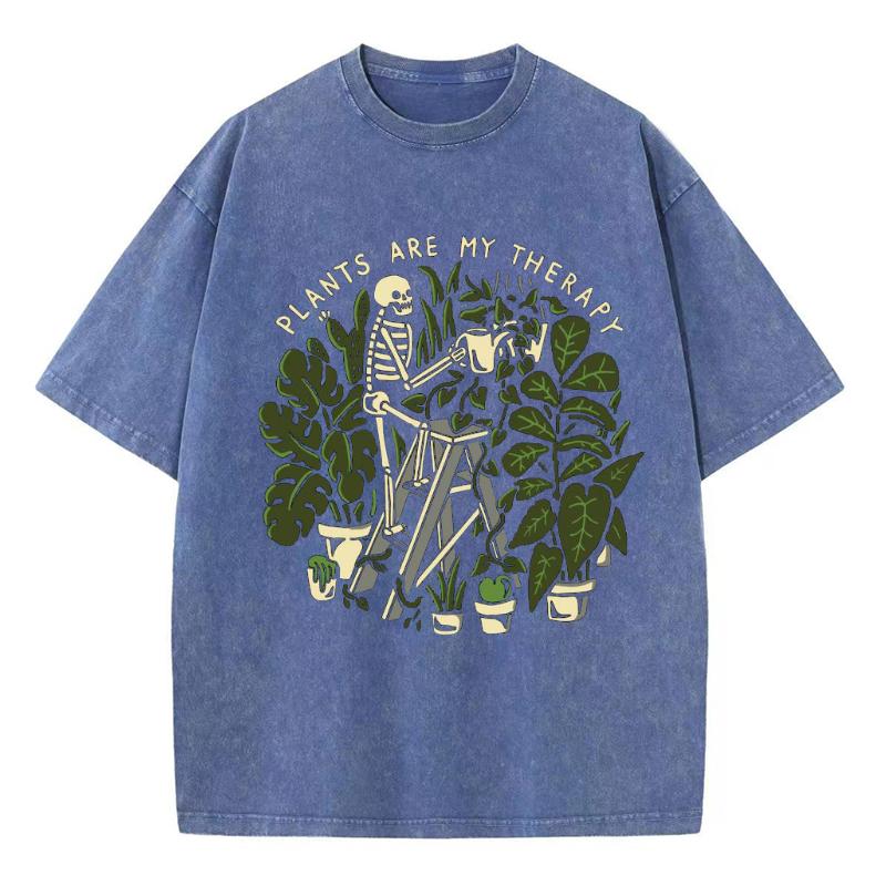 Japanese Loose Couple T-shirt Skull Print High Quality Washable Elastic Fabric Summer Multi-Color Option