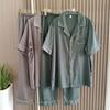 Men's Satin Pajamas Silk Short Sleeve Pants Spring and Summer Thin Plus Size Outerwear Homewear Suit Summer Jacquard