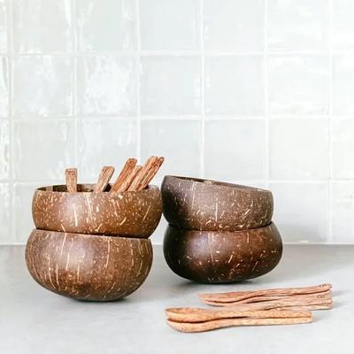 12-15cm Naturalna Miska Kokosowa Zestaw Łyżek z Drewna Kokosowego drewniana miska na Sałatkę Ramen kokosowy smoothie Naczynia kuchenne Miska kokosowa