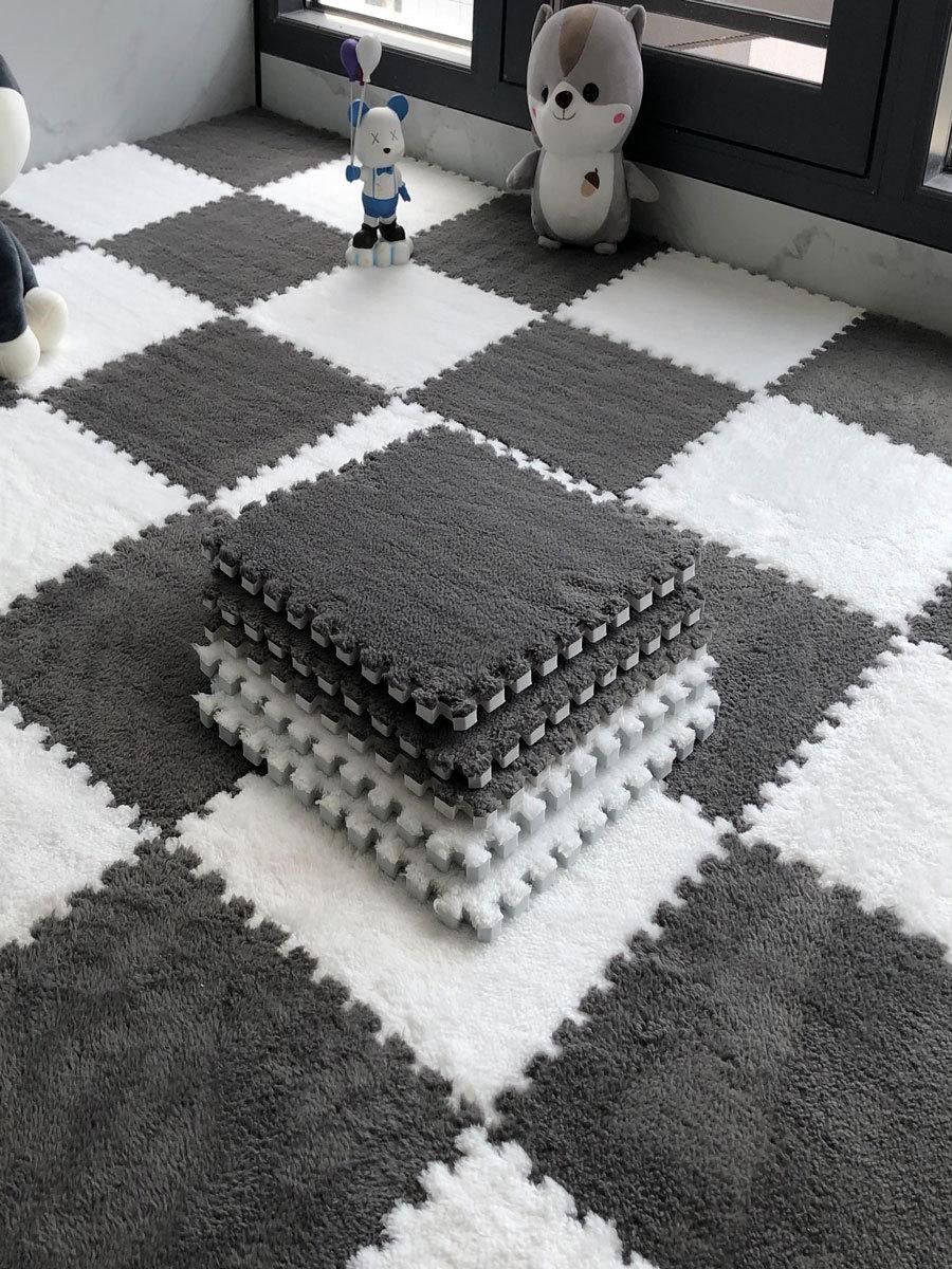 

Элегантный грязеотталкивающий ковер 2022 года для спальни и гостиной, а также для эркера. 30x30CM Thick 18pcs + Edging серый/белый