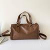 Faux Leather Duffel Bag Women's Fashion Shoulder Tote with Front Zip Pocket