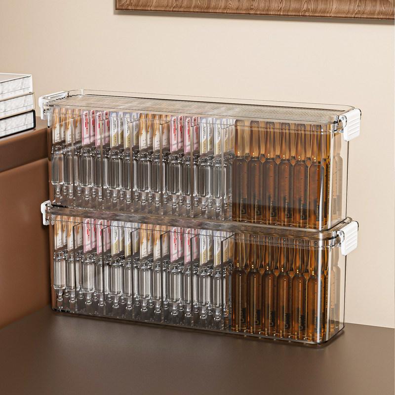 Transparent Acrylic Desktop Storage Box Cosmetic Organizer Plastic Rectangular Home Organization Tool Divided Lid Storage Box