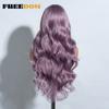 FREEDOM Synthetic Lace Front Wigs For Women Long Wavy 30" Body Wavy Long T Part Lace Wig Ombre Blonde Ginger Blue Cosplay Wig