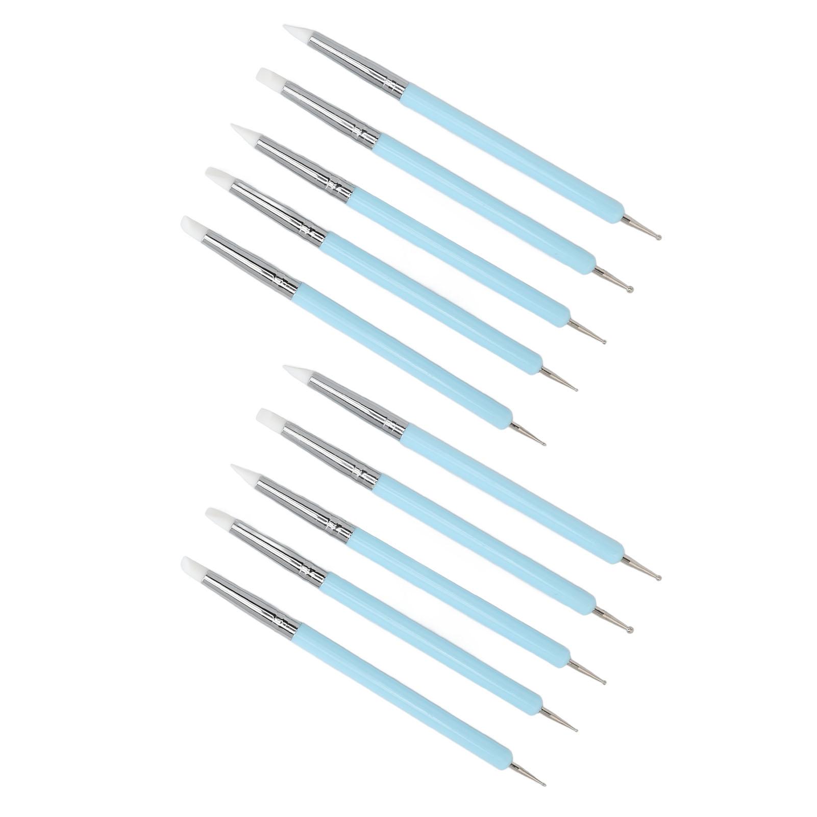 

2 комплекта ручек для дизайна ногтей с двойным наконечником, силиконовая головка, скульптурный лак для дизайна ногтей, ручка для резьбы