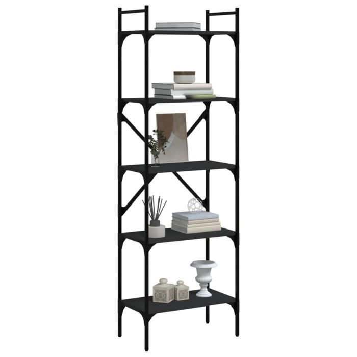 VidaXL Bibliothèque à 5 niveaux noir 56x31,5x174 cm bois d'ingénierie 833343