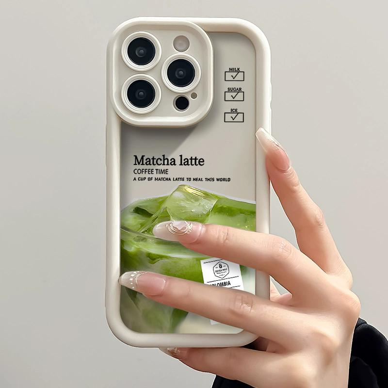 Funny Iced Coffee Phone Case For IPhone 16 15 14 13 12 11 17 Pro Max Case 14 15 Plus 17Air Cute Cartoon Matcha Milk Soft Cover