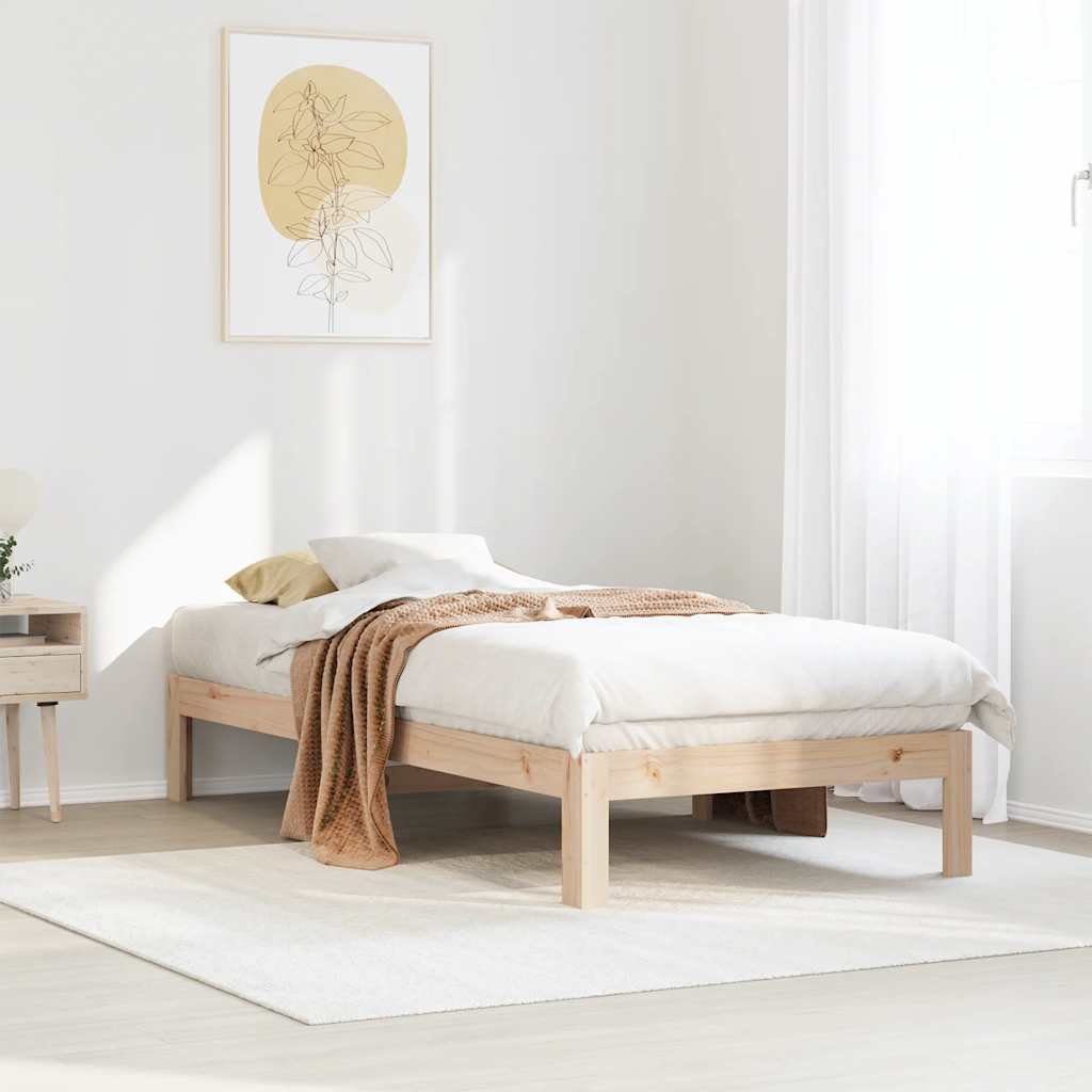 Solid Wood Bed Frame Without Mattress 90 X 200 Cm Pine Wood