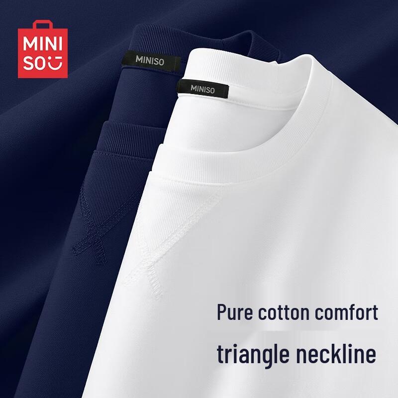 MINISO Men s Pure Cotton Long-Sleeve T-Shirt 2-Pack M