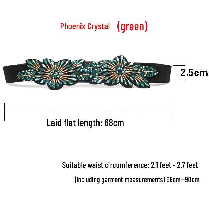 Women's Rhinestone Flower Elastic Waist Belt