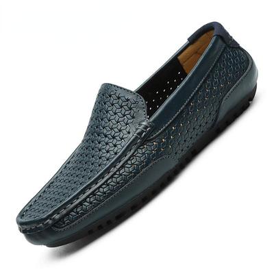 Herr Casual Skor Lyxmärke Sommar Äkta Läder Herr Loafers Mockasiner Utskurna Andningsbara Slip-On Körskor