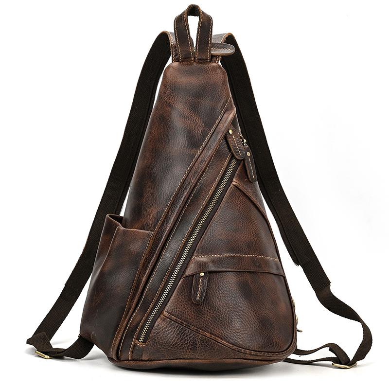 High Quality Leather Saddle bag Genuine Leather Chest Bag Crossbody Bag Men s Leather Chest Pack Single Shoulder Backpack