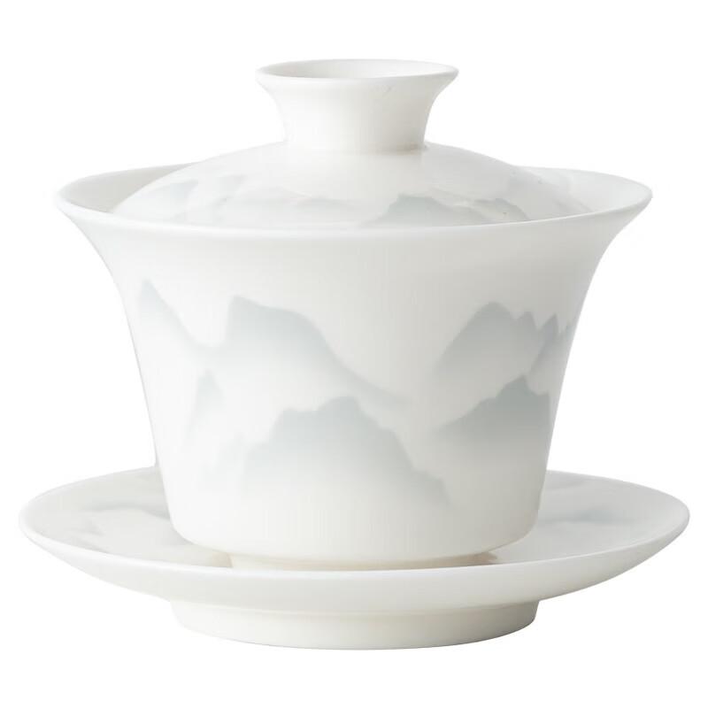 Chaxun Thousand Li Rivers Dehua White Porcelain Gaiwan Teacup