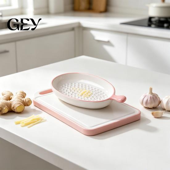 Kitchen Prep Tool Ceramic Garlic Grater Plate for Food Prep, Multifunctional Ginger And Parmesan Mincer Dish, Non Slip Masher Bowl Cheese Nutmeg