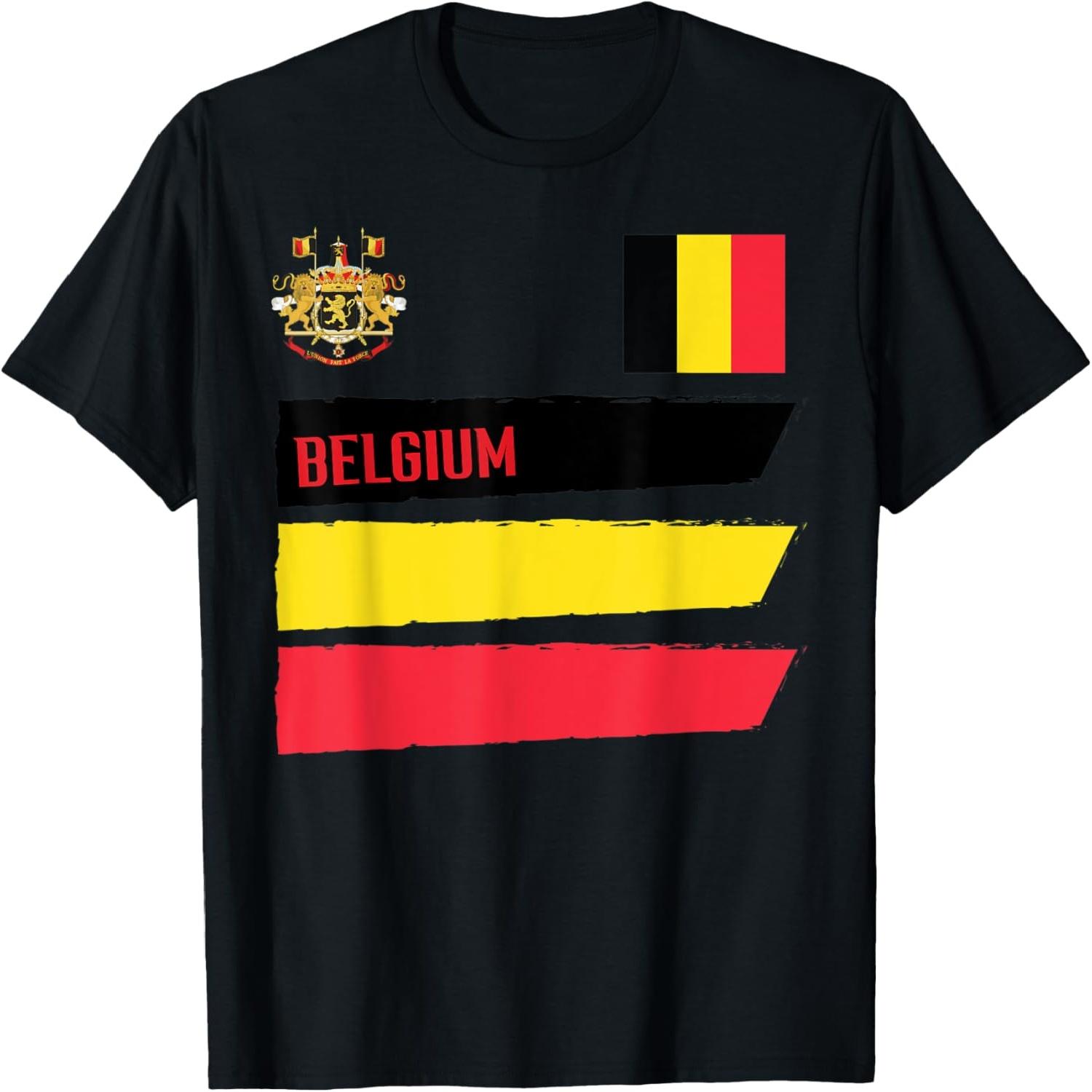 Belgium Flag Belgie Football Soccer Fan Men Women Kids T-Shirt S