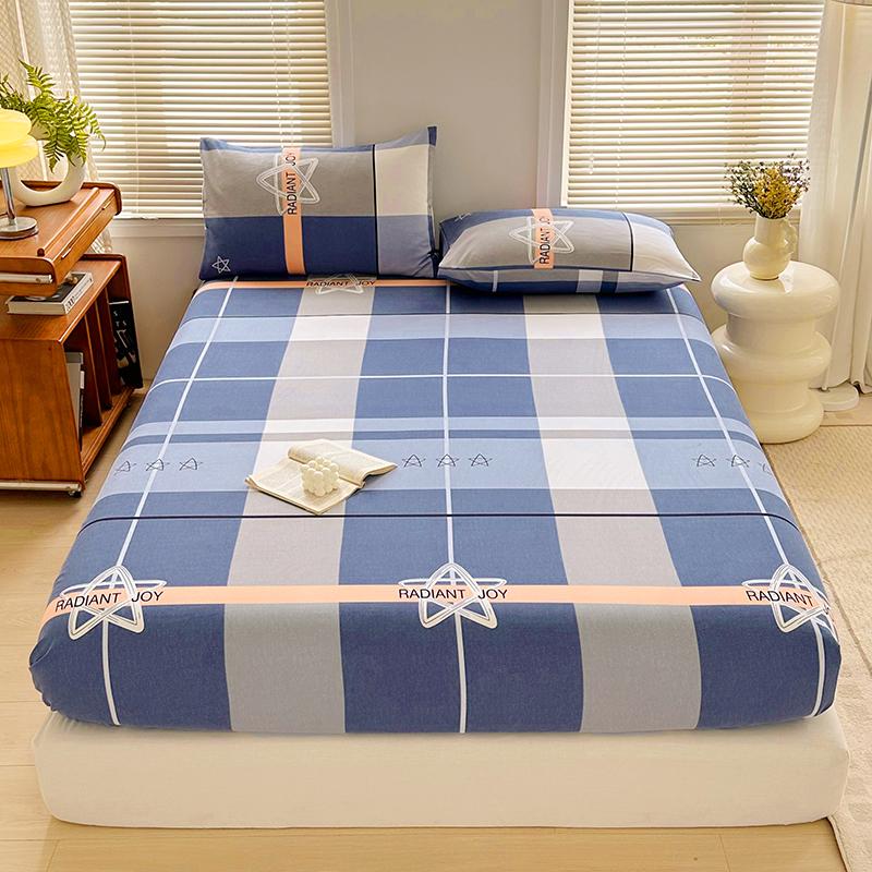 Simple Style Fitted Sheet Plaid Print Bedsheet Single/Queen Size Bed Cover Non-slip Bed Linen couvre lit (Pillowcase Need Order)