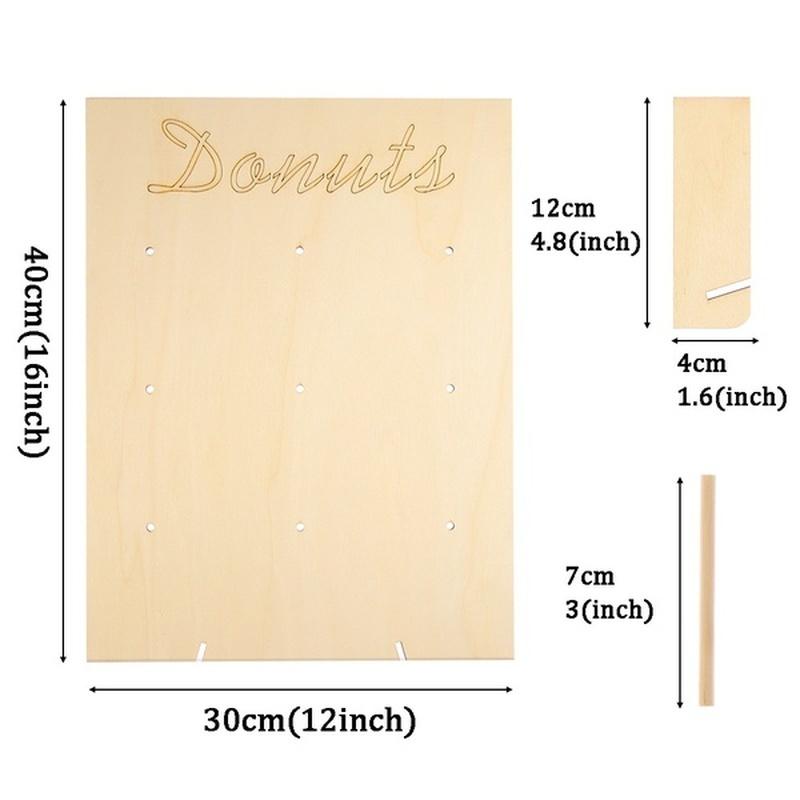 1 ADET 40X30cm Ahşap Duvar Askısı Donut Şeker Tatlı Rafı Standlı Düğün Parti Dekoru Bebek Duşu Süslemesi