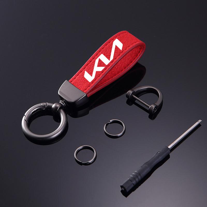 2026 Hot Car Sticker Car Keychain Pendant Suede Keyring for women's and Men's gifts Fashion For KIA RIO 2 3 4 5 Xline x line Car