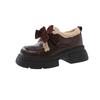 Bow cute velvet small leather shoes women's winter 2025 new British style versatile thick-soled Mary Jane cotton shoes