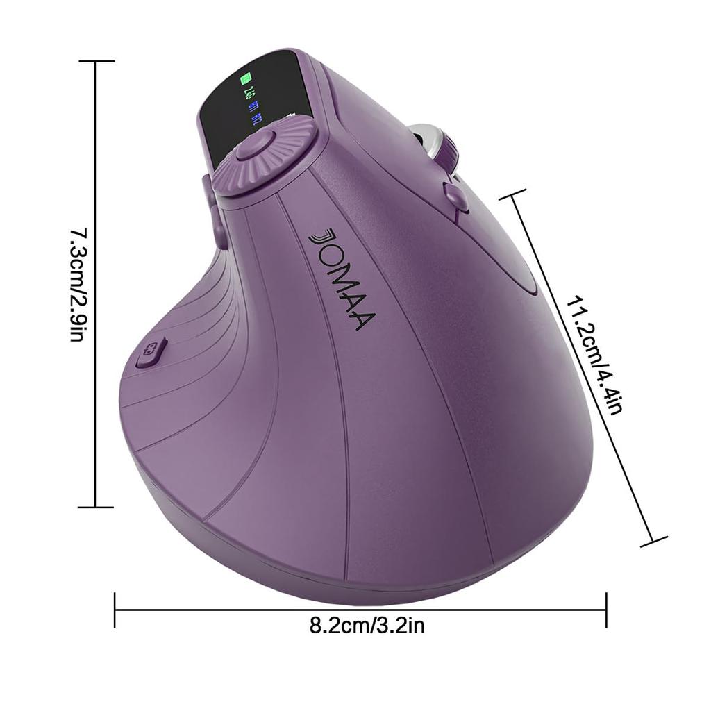 OUSEITECH X JOMAA Wireless Ergonomic Rechargeable Vertical Mouse with Horizontal 5 Function Bluetooth Wireless Ergonomic Compatible with Button Mouse,