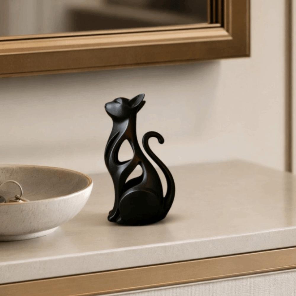 Plastic Abstract Cat Sculpture 3D Printed Sculpture of Kitten Bedroom Decor