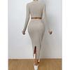 JKASHDK Women's Fashion Casual Solid Color Print High Waist Skirt Suits