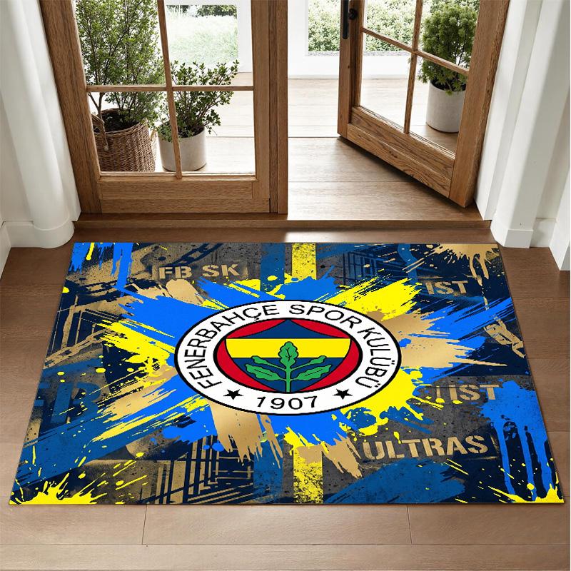 Fenerbahçe FC Design Crystal Velvet Rug Soft Decorative Mat for Bedroom Entrance