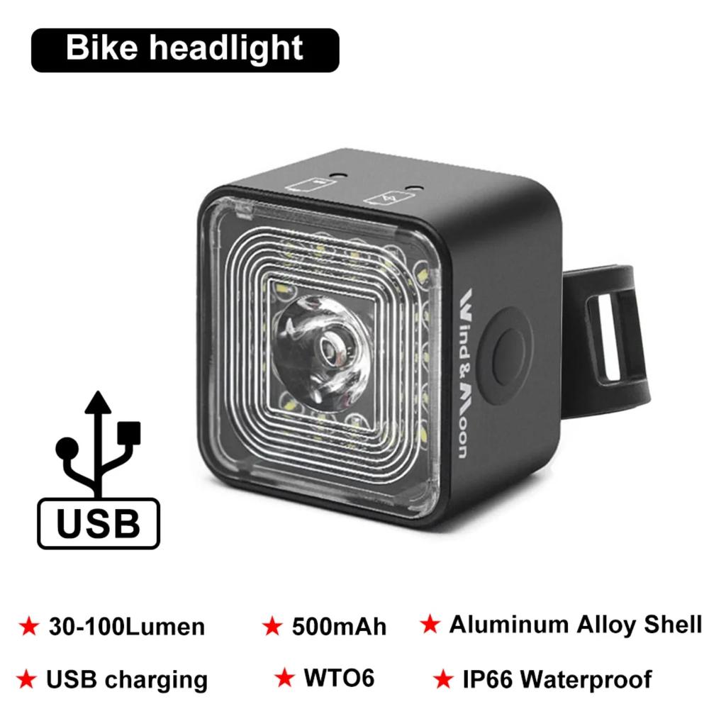 WT06 Bike Light Headlight Taillight USB Rechargeable Lantern Bicycle Tail Light Front Lights Tail Lights Bike Accessories