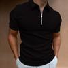 WTEMPO Brand Summer Men's Polo Shirt Zipper Stripe Short Sleeve Top Fitness Sports Casual Men's Comfortable Soft Polo Shirts