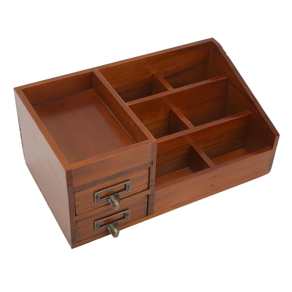 Wooden Makeup Organizer Antique Retro Multi Layer Wooden Storage Cabinet Desk Cosmetic Drawer