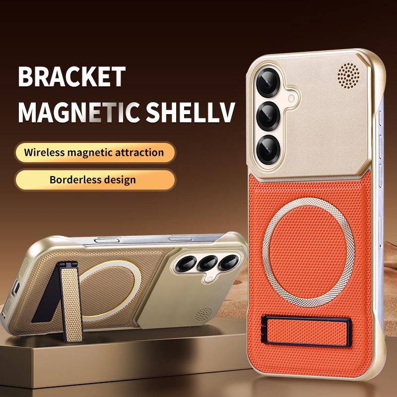 KEYSION Luxury Magnetic PU Leather Aromatherapy Phone Case for Samsung Galaxy S22 S23 Ultra Kickstand Borderless Back Cover